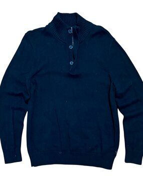 American Eagle Athletic Fit 3 Button Black Quarter Zip Sweater, Men's XL